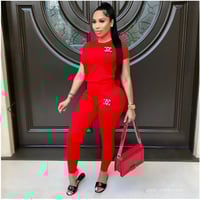 Image 2 of CC Knit Pant Set (Red)