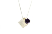 Image 2 of Sterling silver geometric pendant. Intersecting cube and and hexagonal prism set with amethyst