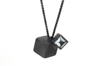 Image 3 of Intersecting cube aquamarine pendant in Oxidised Silver