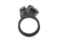 Amethyst cube cluster ring. Oxidised silver ring. Chris Boland Jewellery