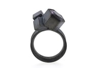 Image 2 of Amethyst cube cluster ring. Oxidised silver ring. Chris Boland Jewellery