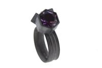 Image 1 of Amethyst cube cluster ring. Oxidised silver ring. Chris Boland Jewellery