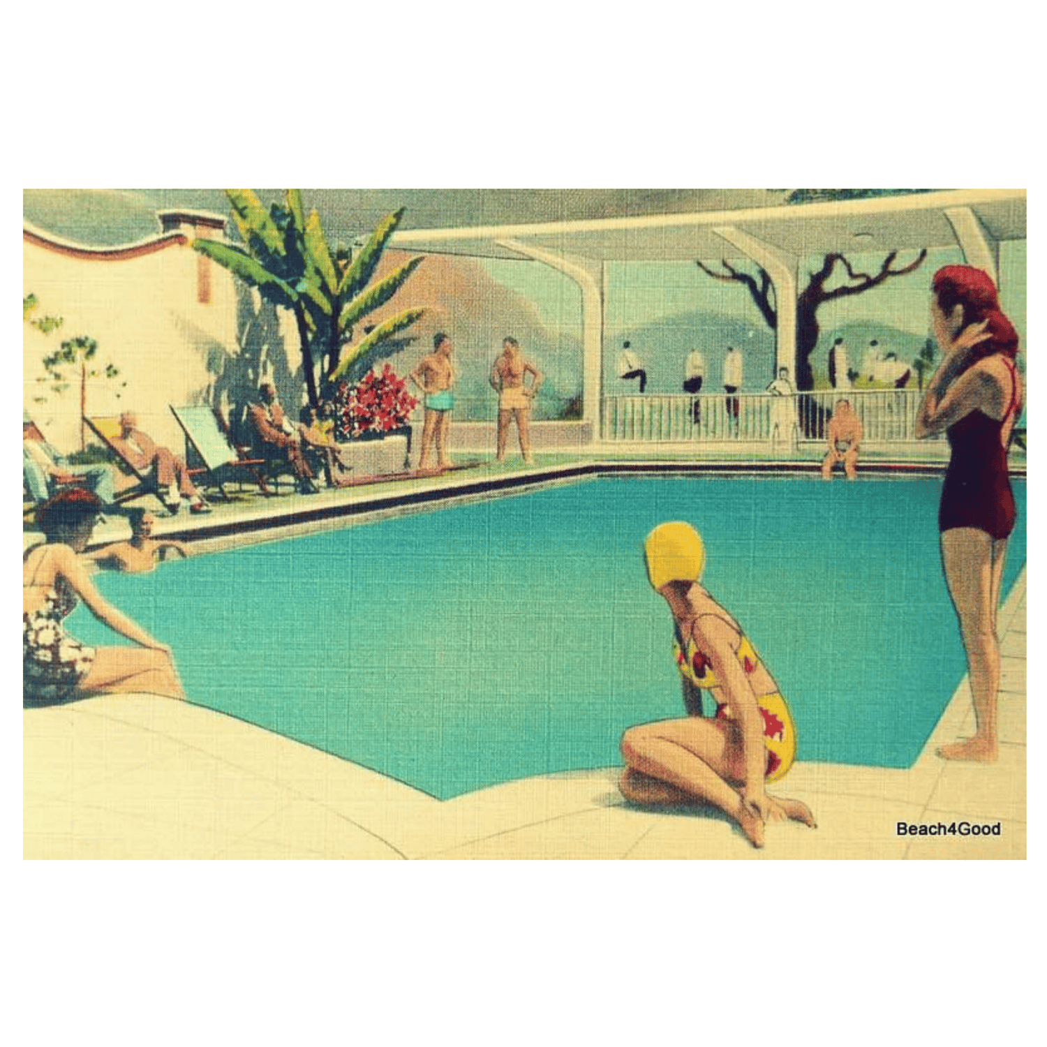 Image of Mid Century Modern art prints, motel swimming pool, MCM decor