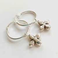 Image 2 of Silver Hoop + Cross Earrings