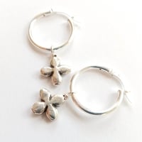 Image 5 of Silver Hoop + Cross Earrings