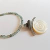 Apatite Necklace + Mother of Pearl Nautilus Pendant