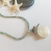 Apatite Necklace + Mother of Pearl Nautilus Pendant