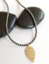 Pave Gold Leaf + Hematite Necklace