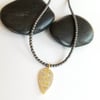Pave Gold Leaf + Hematite Necklace