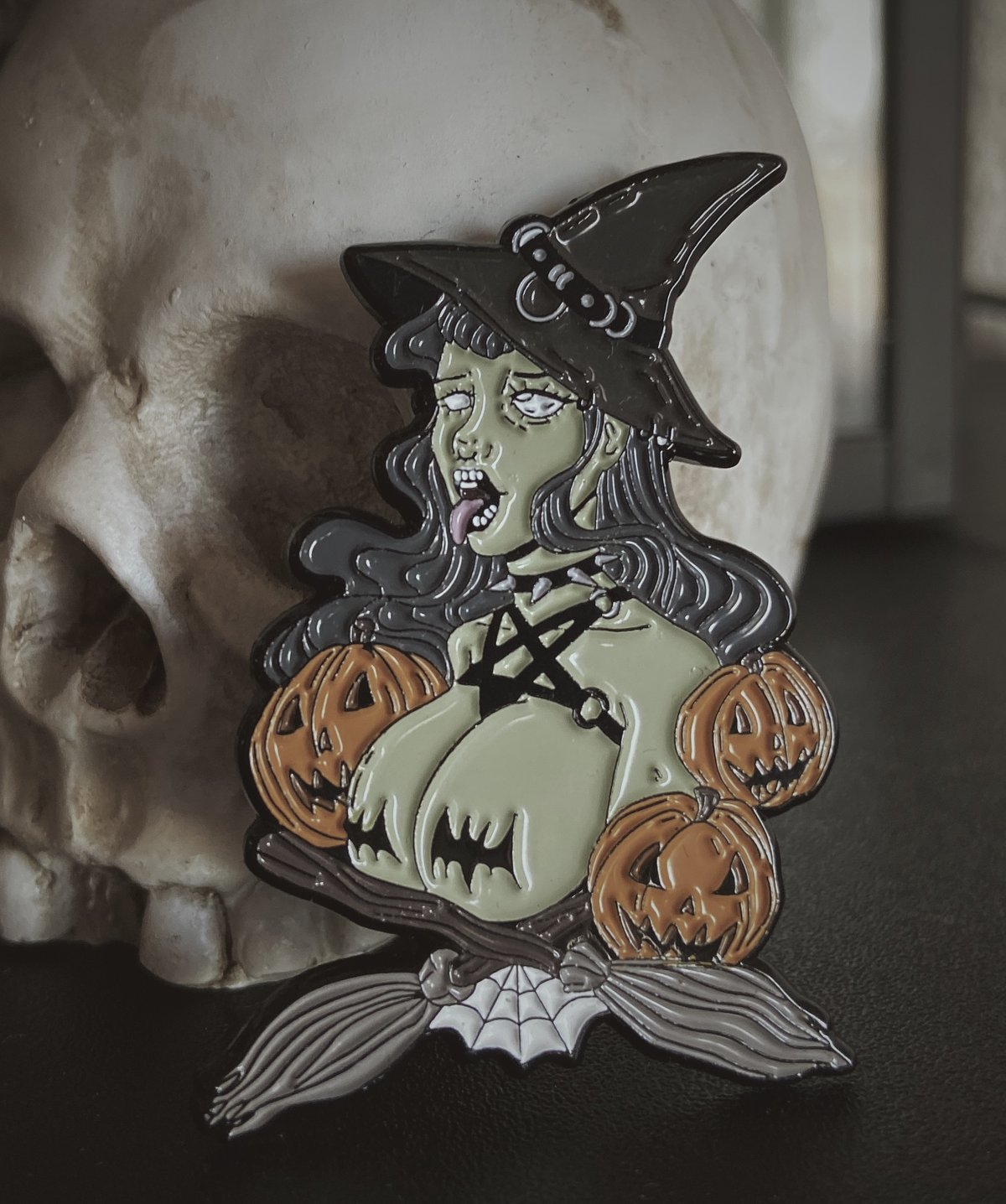 Image of Witch Ahegao Enamel Pin