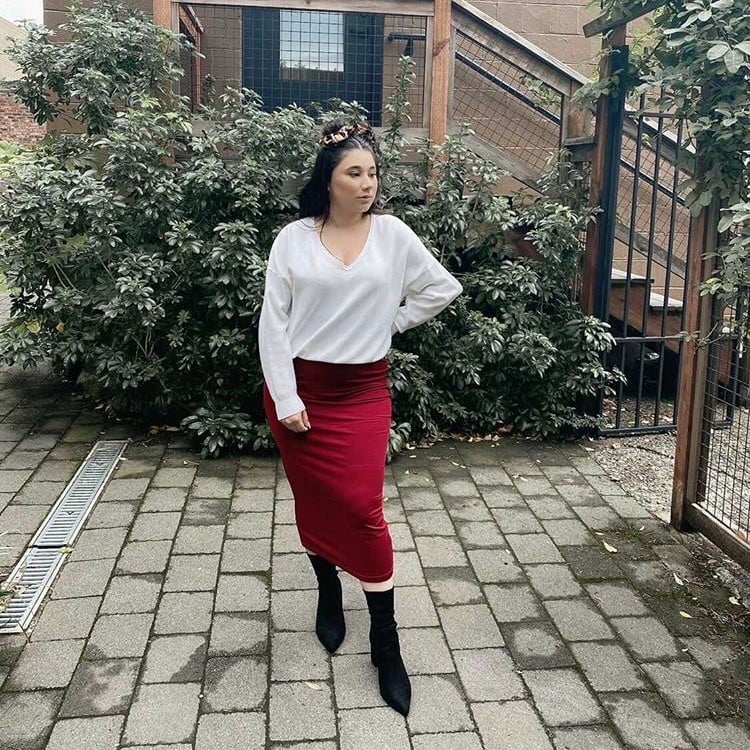 Image of Classic Burgundy Maxi Skirt