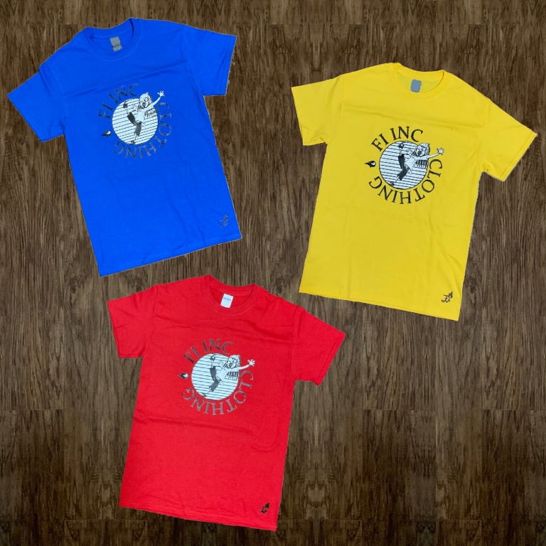 Image of WHIRL TEE - YELLOW/BLUE/RED