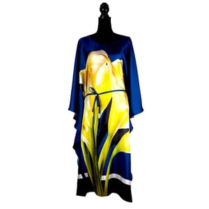 Image of Silk Twill Kaftan "Calla Lilys"