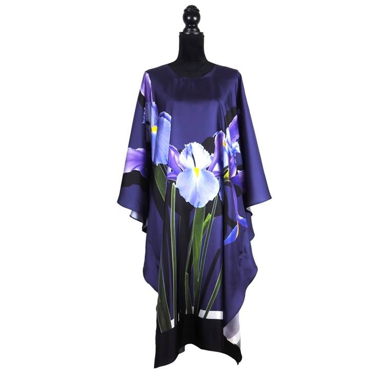 Image of Silk Twill Kaftan "Blue Iris"