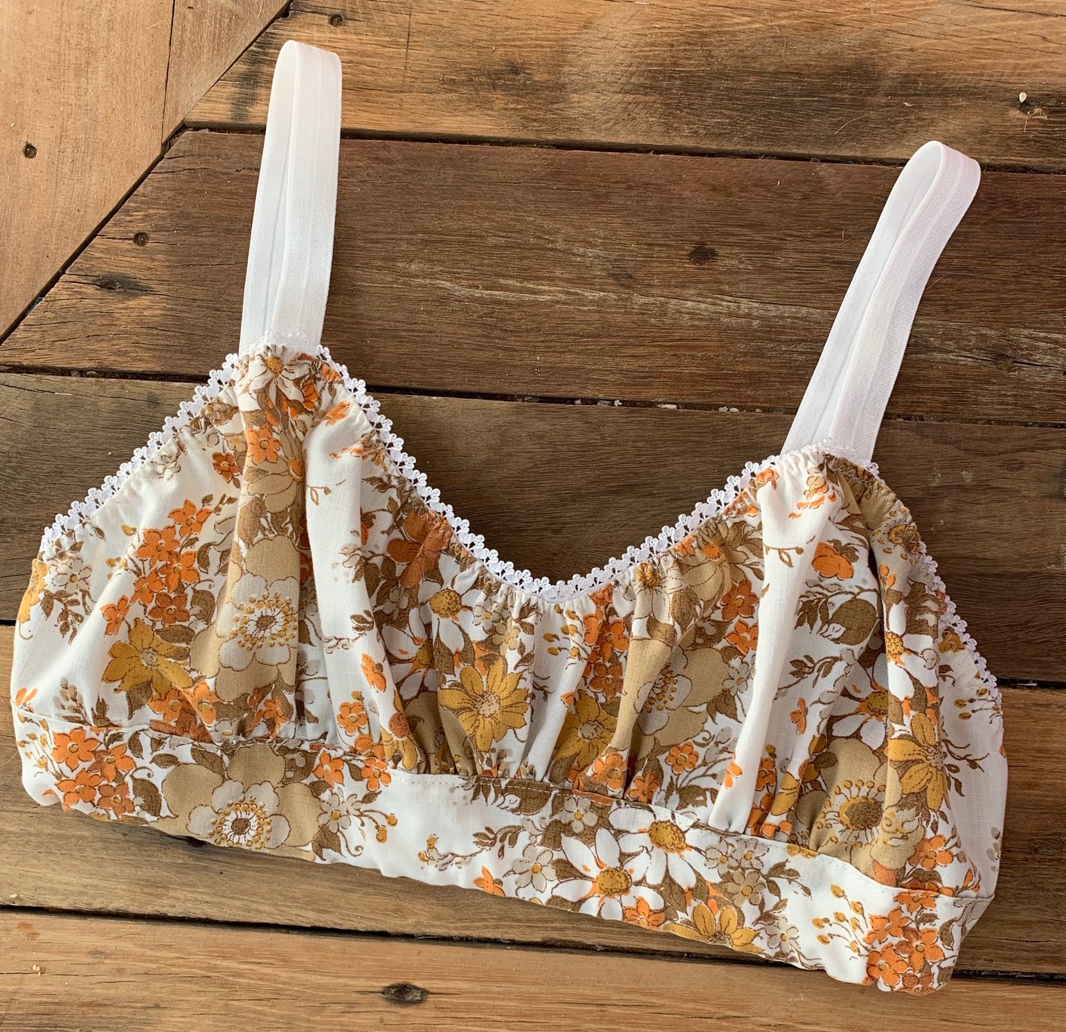 Ruched vintage cotton bralette Lunar Lingerie