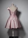 Pink Fashionable Satin One Shoulder Short Party Dress, Pink Homecoming Dress