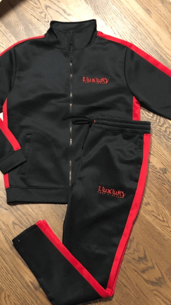 Image of LUXURY TRACK SUIT (black / red )