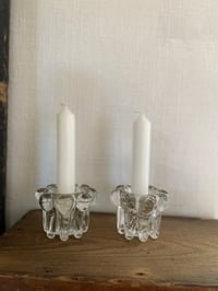 Image 1 of Pair of French Vintage Glass Candle Holders 