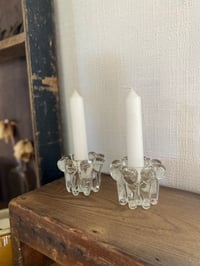 Image 3 of Pair of French Vintage Glass Candle Holders 