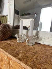 Image 2 of Pair of French Vintage Glass Candle Holders 