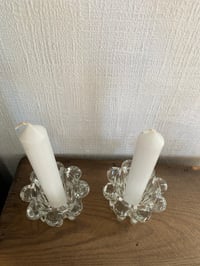 Image 4 of Pair of French Vintage Glass Candle Holders 