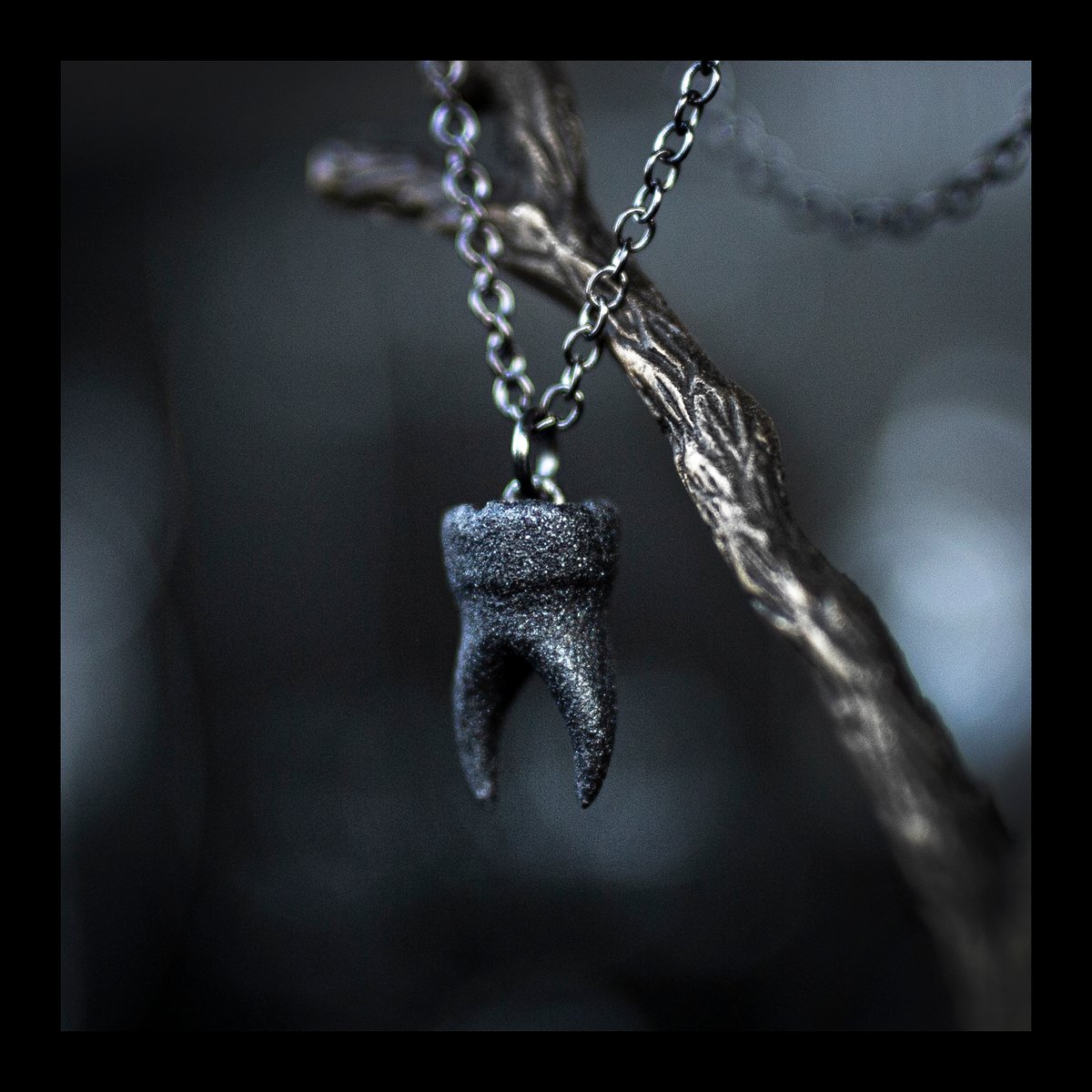 PRE-ORDER: 2-Root Molar Necklace in Matte Black Textured