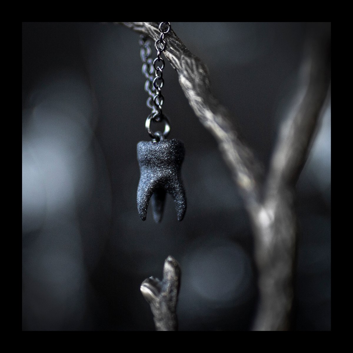 PRE-ORDER: 3-Root Molar Necklace in Matte Black Textured