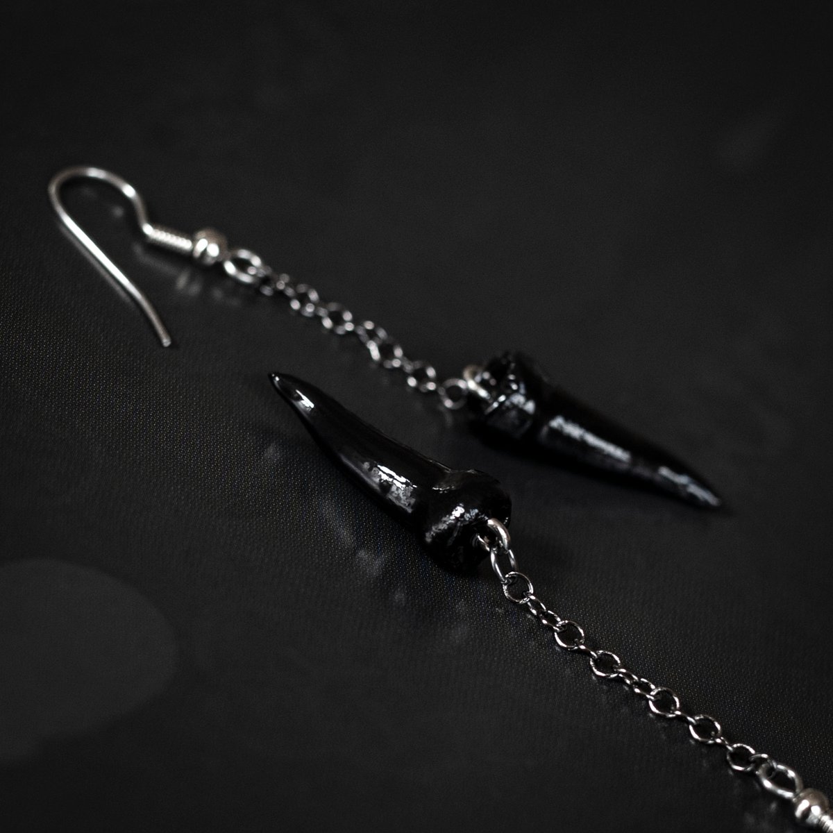 PRE-ORDER: Premolar Drop Earrings in Glossy Black