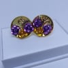 gold & purple 'fleur de lis' earrings | gold