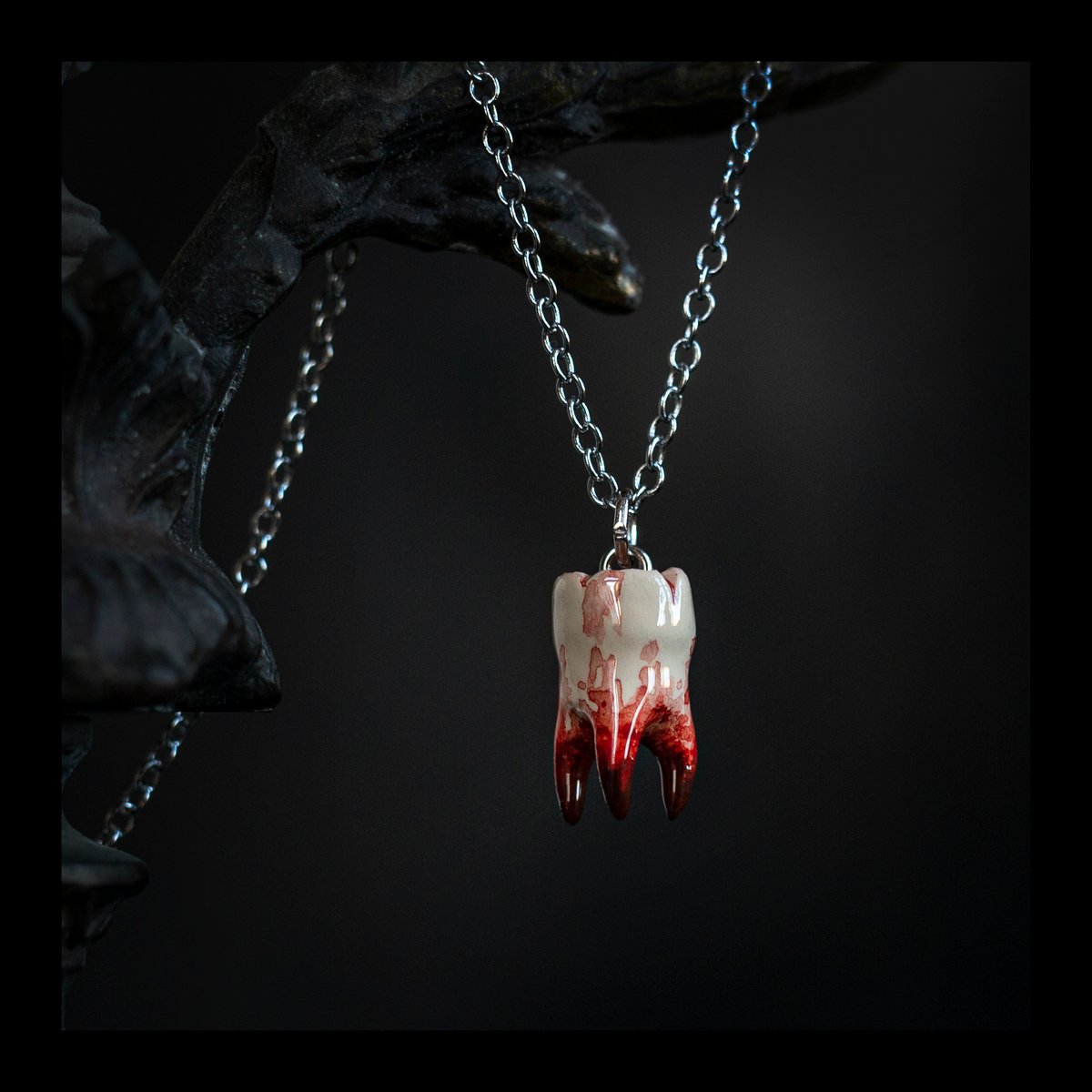 PRE-ORDER- Crimson 3-Root Molar Necklace