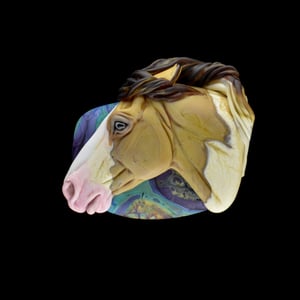 Image of XXL. Badger - Pinto Mustang Stallion - Flamework GLass Sculpture Bead