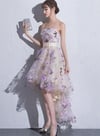 Lovely Tulle High Low Scoop Party Dress, Flowers Homecoming Dress Short Prom Dress
