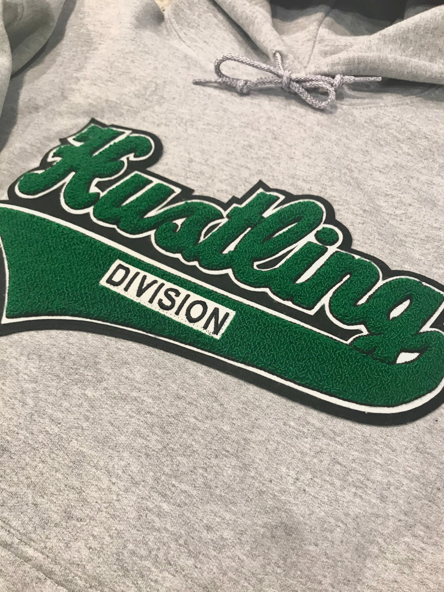 Image of Hustling Division Hoody Sports Grey/Kelly Green Chenille