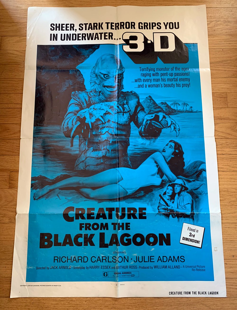 1953 CREATURE FROM THE BLACK LAGOON 1972 Re Release Original U.S. One Sheet Movie Poster