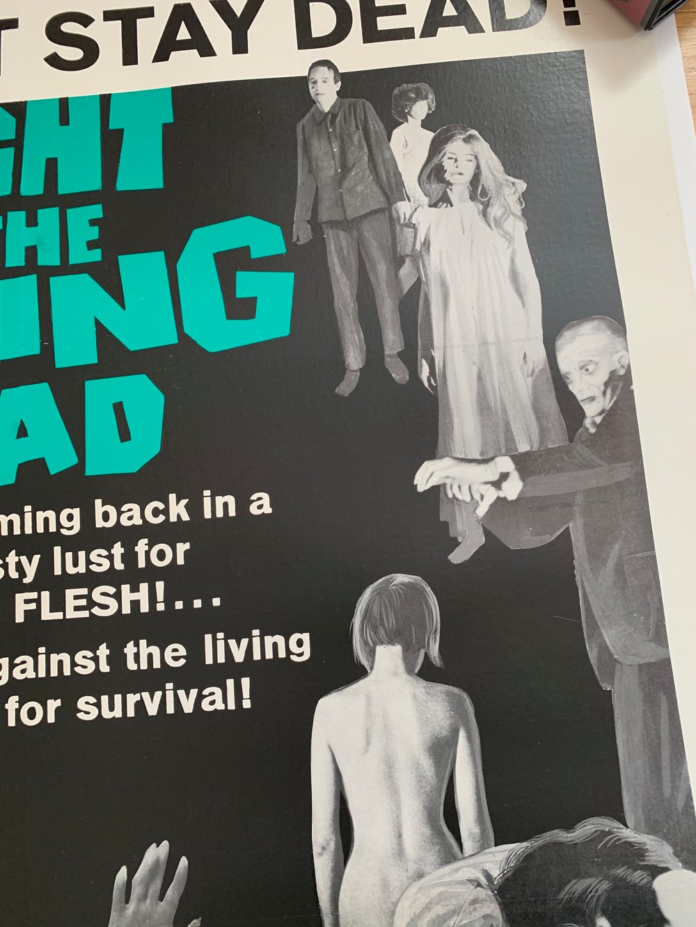 1968 NIGHT OF THE LIVING DEAD Original Linen Backed  U.S. One Sheet Movie Poster