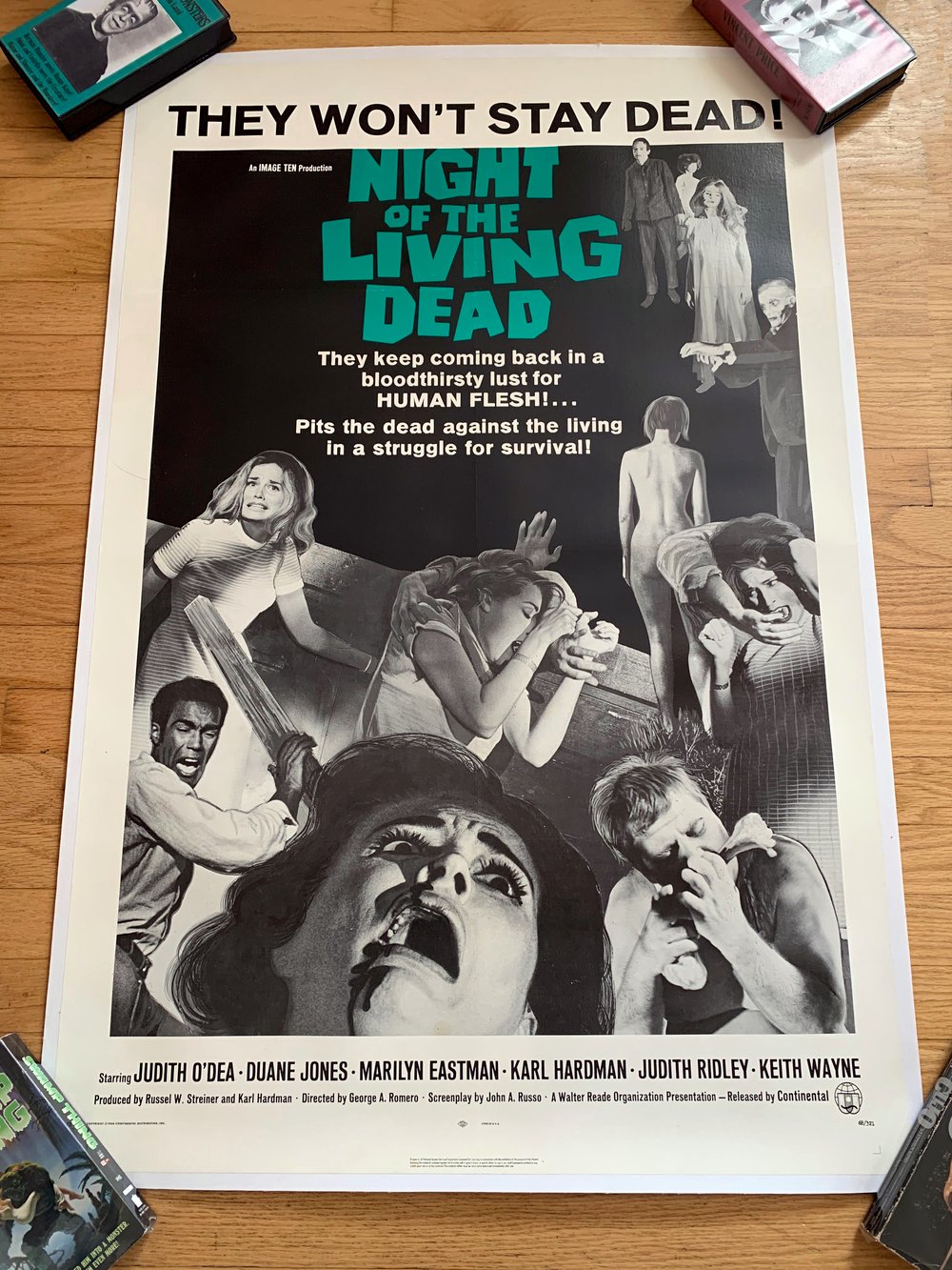 1968 NIGHT OF THE LIVING DEAD Original Linen Backed  U.S. One Sheet Movie Poster