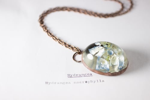Image of Hydrangea (Hydrangea macrophylla) - Copper Plated Necklace #2