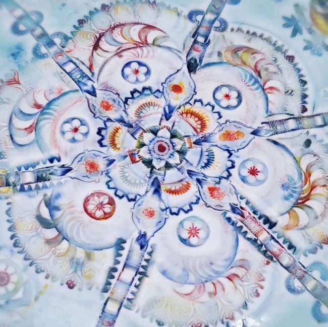 Porcelain Songbird Enchanted Garden Handpainted Platter