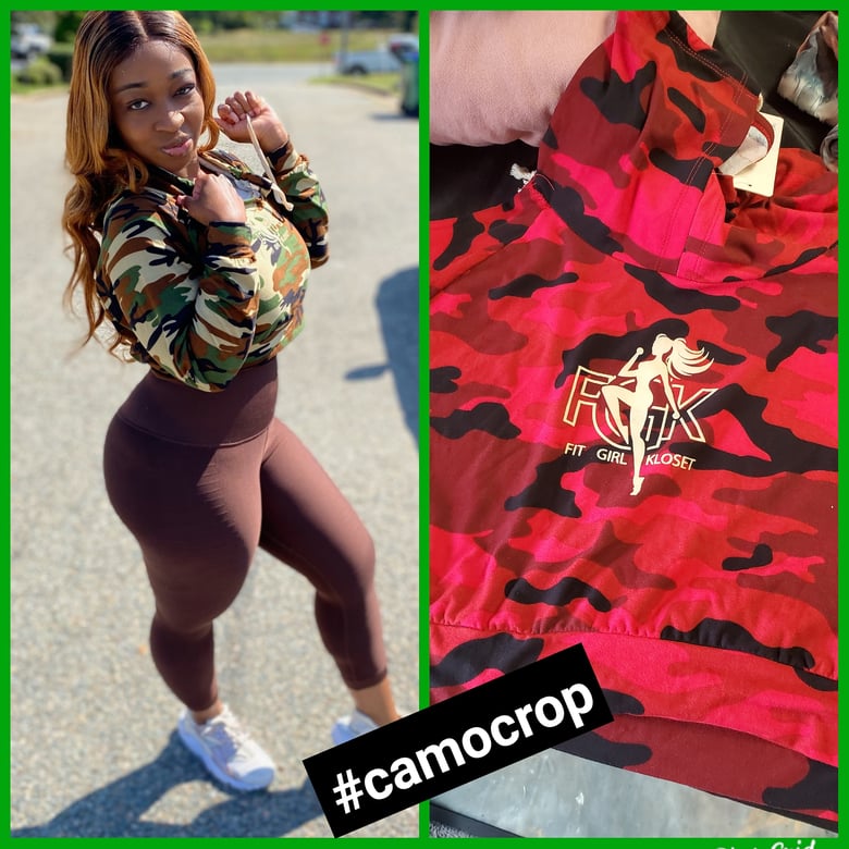 Image of Camo crop long sleeve (green or red)