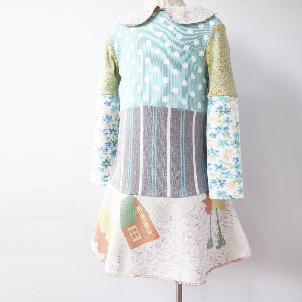 Image of soft greens floral deer barn 3T vintage fabric peter pan collar courtneycourtney dress longsleeve