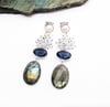 Labradorite, Moonstone, Pearl and Iolite Statement Earrings 