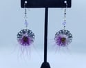 Fairy Shrunken Head Earrings With Purple and Pink Hair