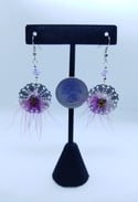 Fairy Shrunken Head Earrings With Purple and Pink Hair