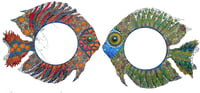 Image 2 of Specchiera Pesce verde e azzurro/ Green and blue fish mirror frame