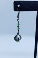 Glittering Green Enamel Fairy Skull Earrings With Peridot Swarovski Crystal Accents