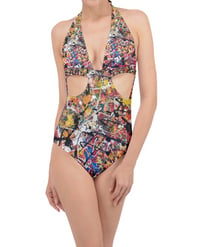 Image 1 of Cut out one piece swimsuit. Size  L. “Not so mellow yellow” (last one)