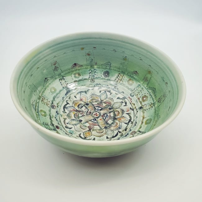 Kaleidoscope Celtic Green Porcelain Bowl
