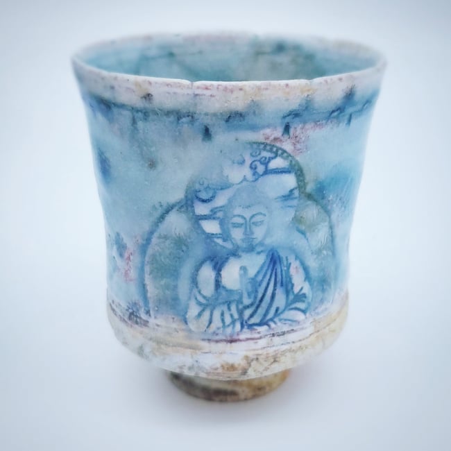 Woodfired Buddha and Lotus Tea Tumbler