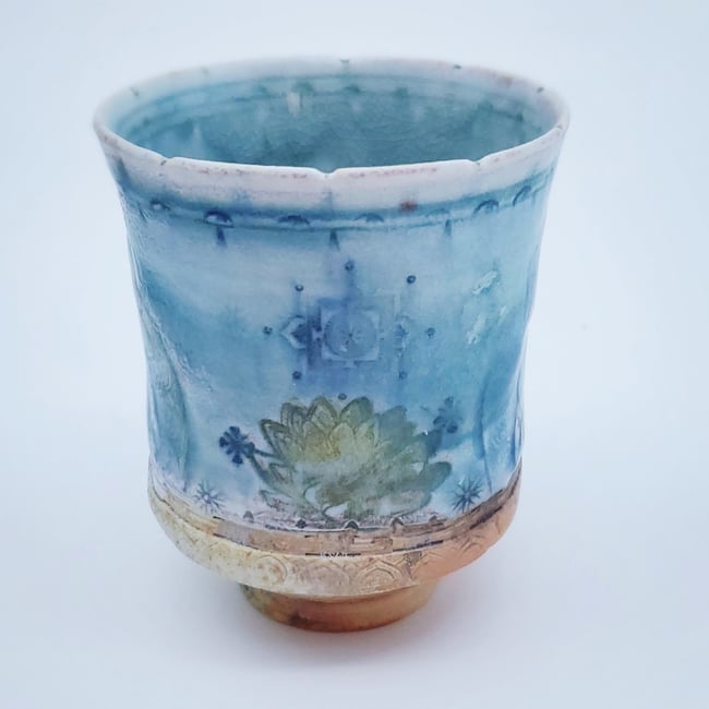 Woodfired Buddha and Lotus Tea Tumbler
