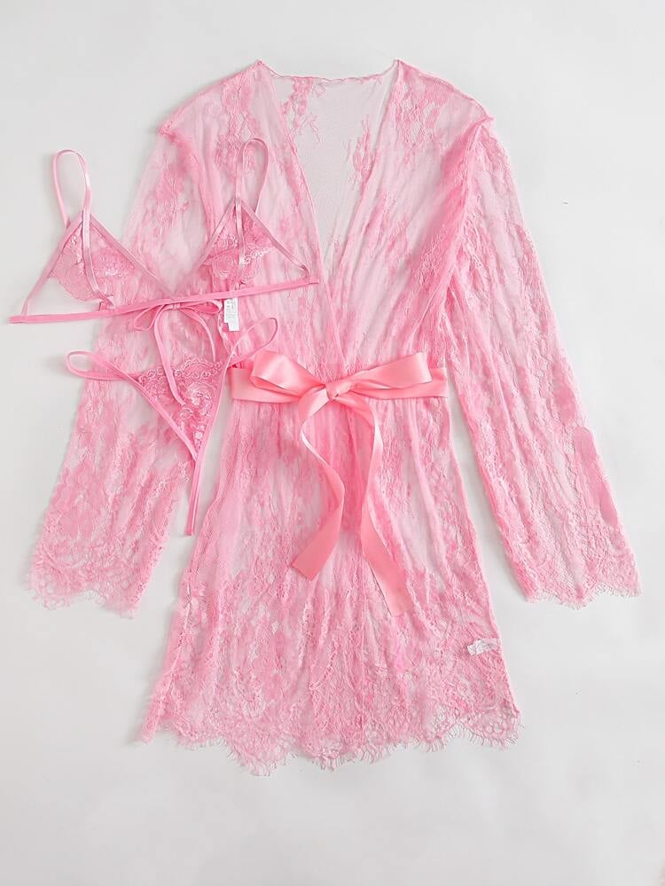 Image of Whit Robe & Lingerie Set